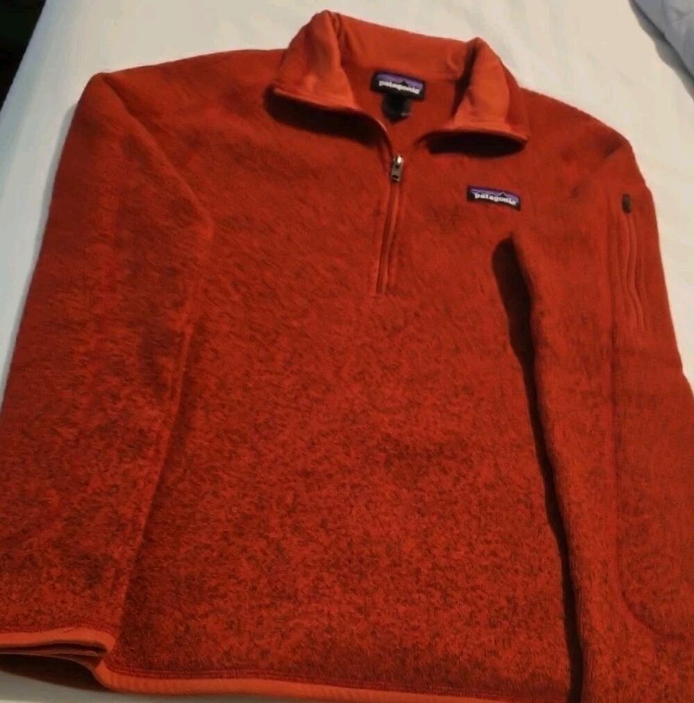 Patagonia Sweater Womens Size Small Red Black Fleece 1/4 Zip Pullover